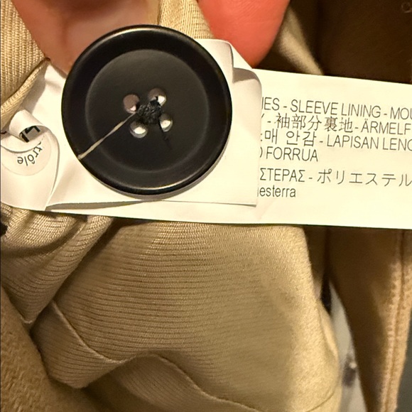 Zara Man LONG POLYESTER DOUBLE-BREASTED COAT SZ XL Light Tan Trench NWT - Picture 9 of 17